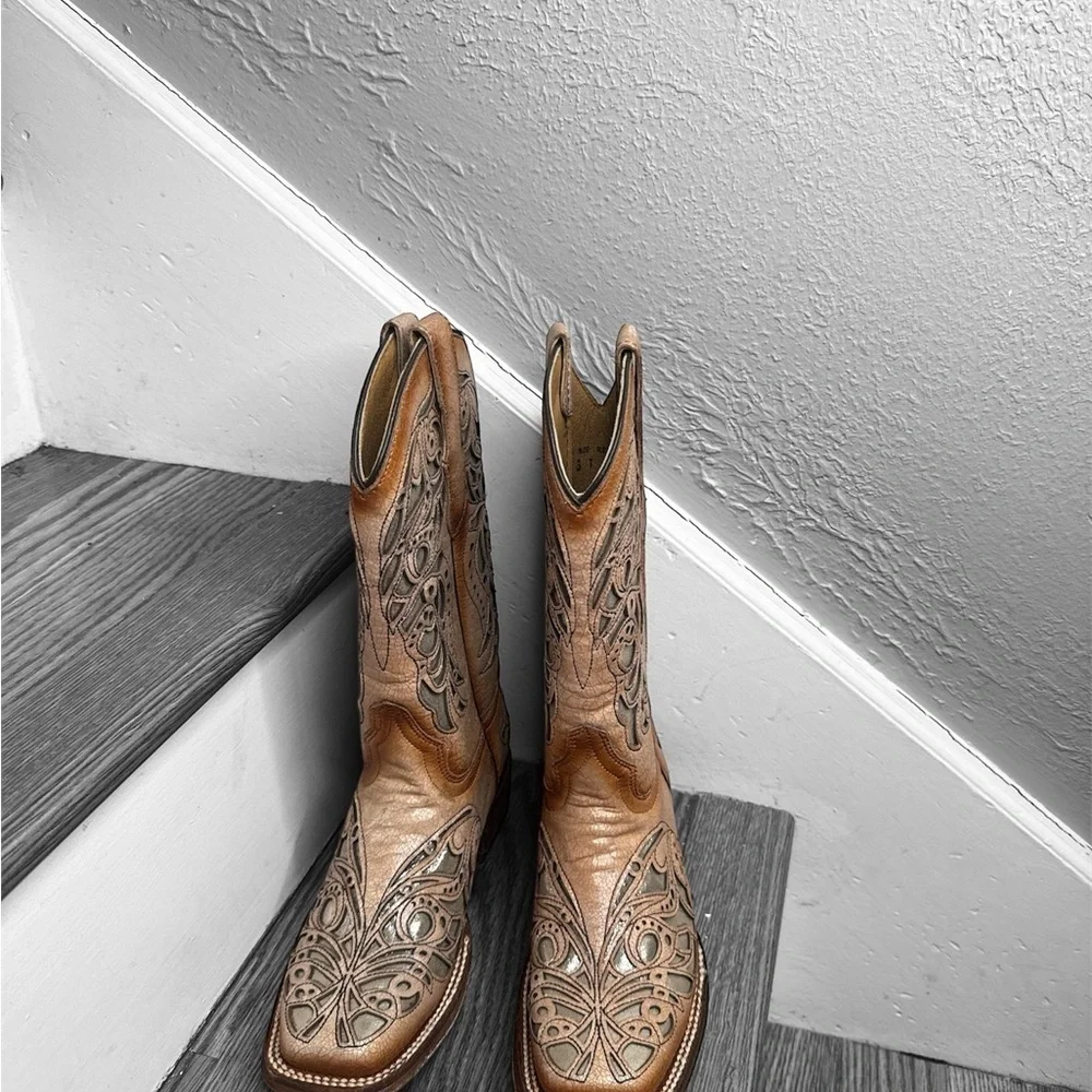 Corral youth Tan and Brown Boots
